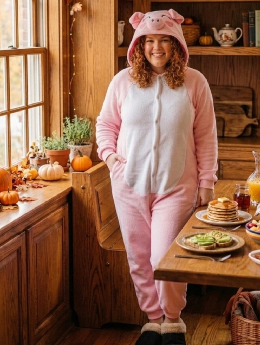 Pink Pig Onesie Kigurumi with Hood